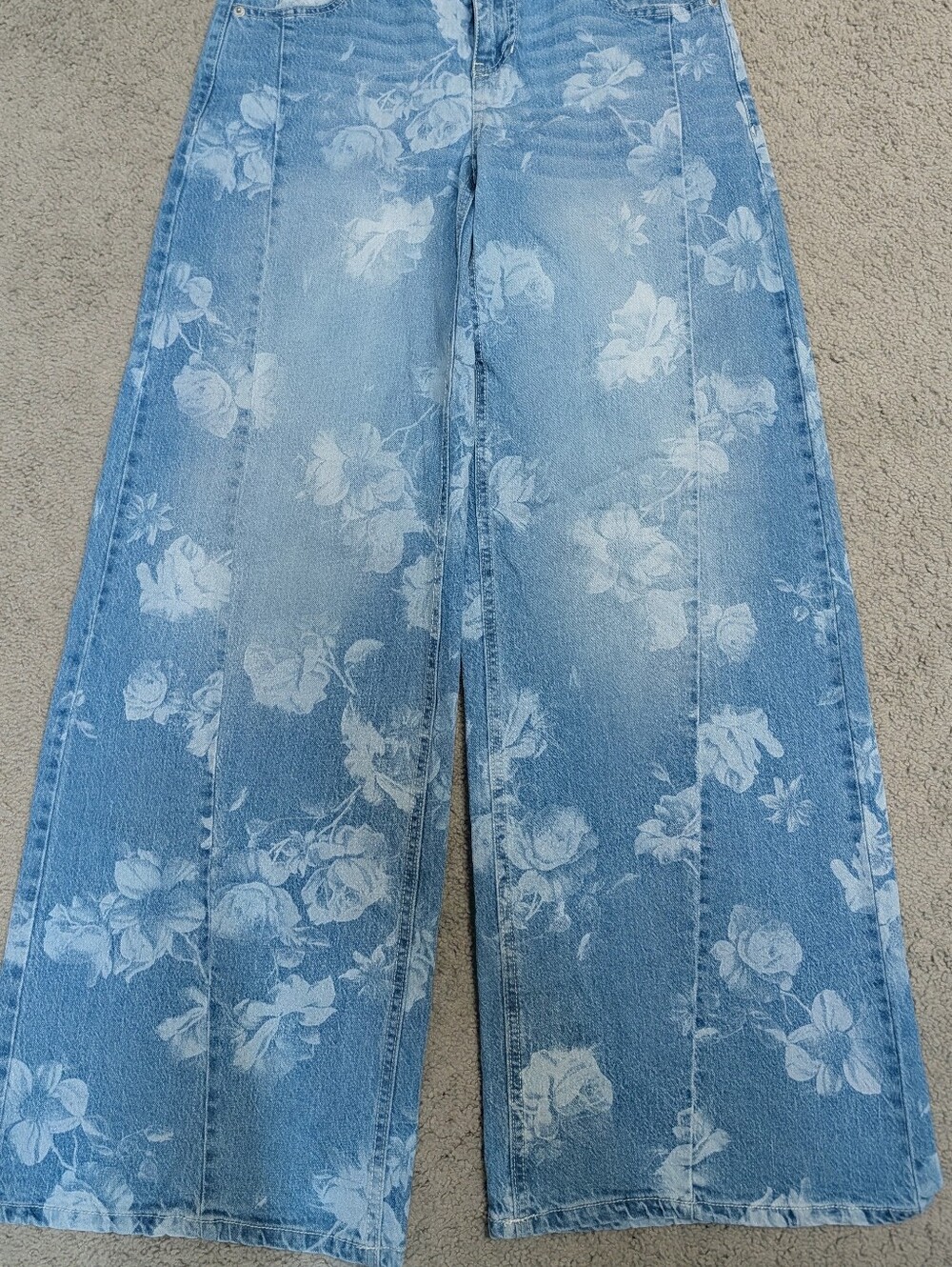 No Boundaries Light Blue Floral Wide Leg Jeans